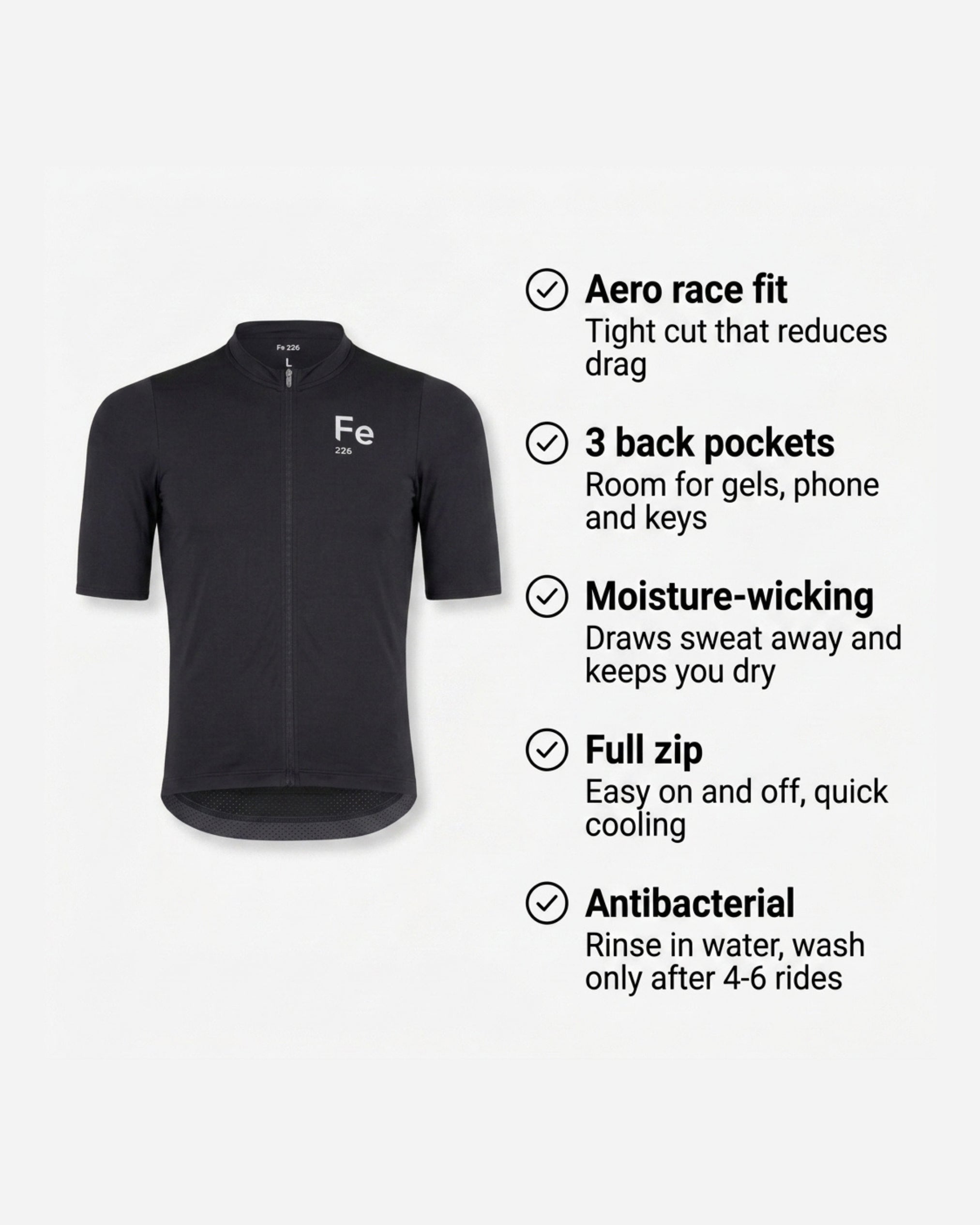 Funktionel Cykelsæt Sort - Cykeltrøje & Cykelbib Shorts