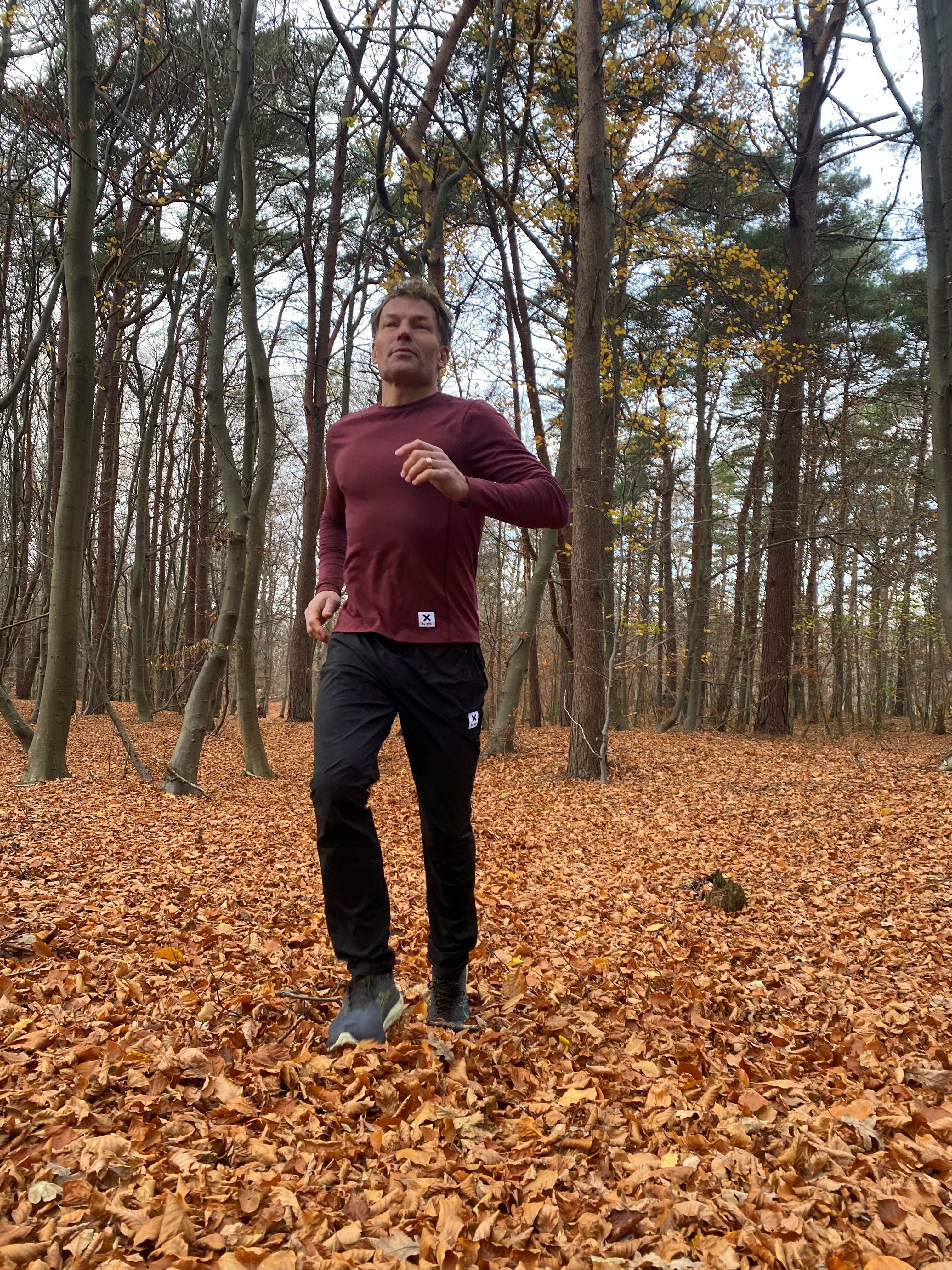 Løbe T-shirt, Lange Ærmer, Bordeauxrød