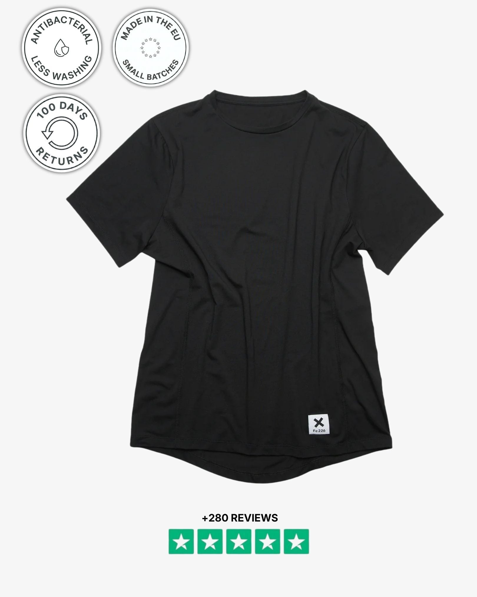 4-Panel Running T-shirt, Sort