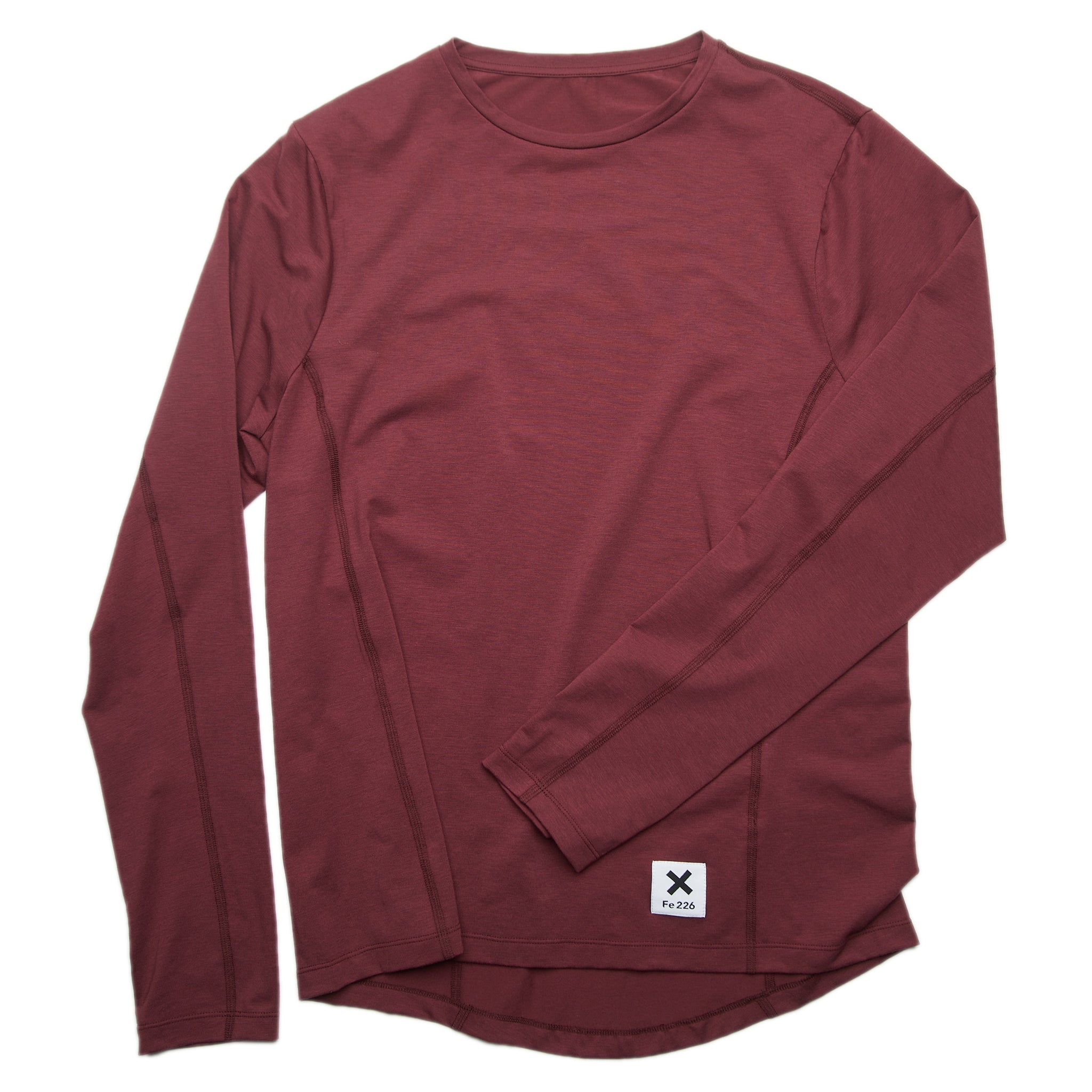 Løbe T-shirt, Lange Ærmer, Bordeauxrøde
