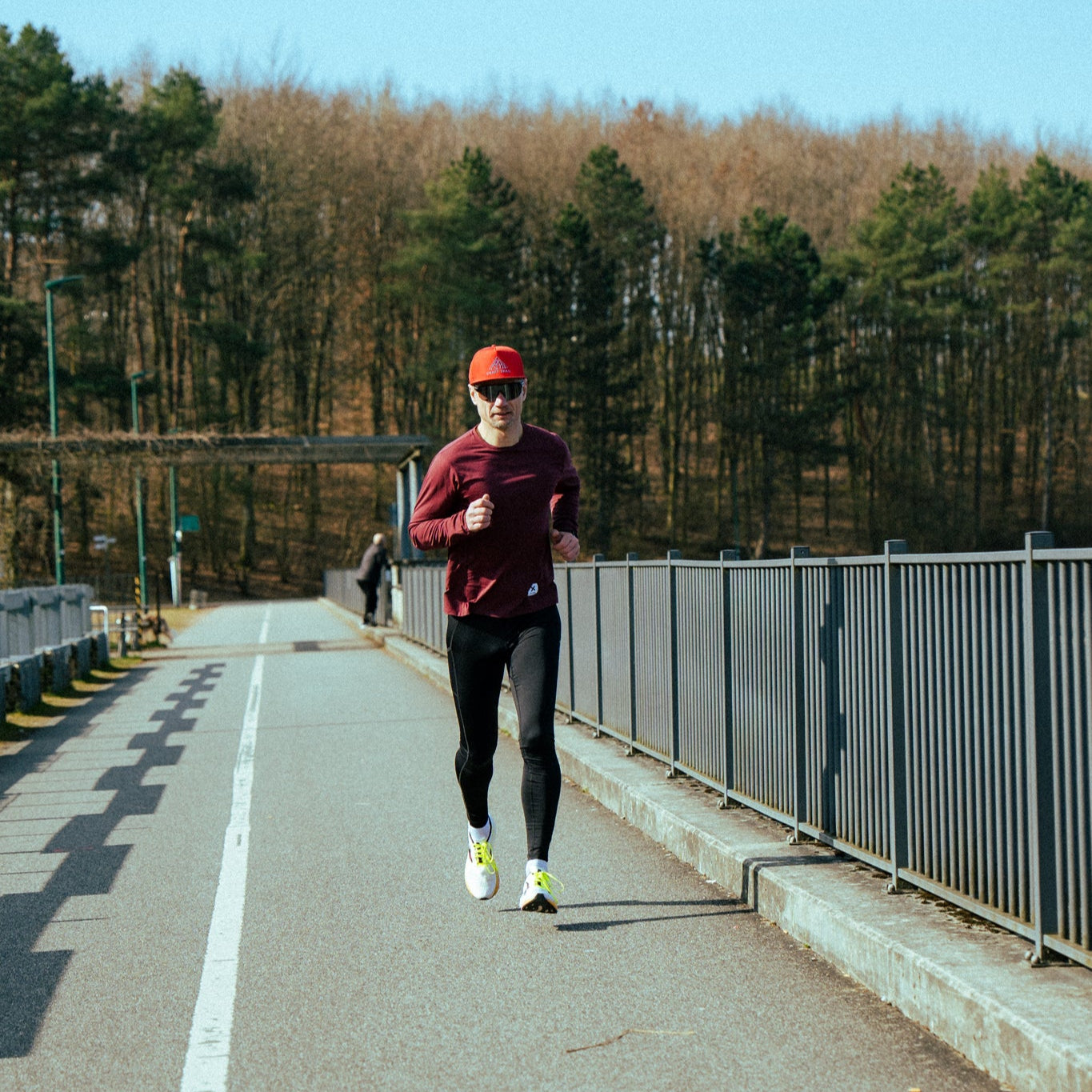 Løbe T-shirt, Lange Ærmer, Bordeauxrøde