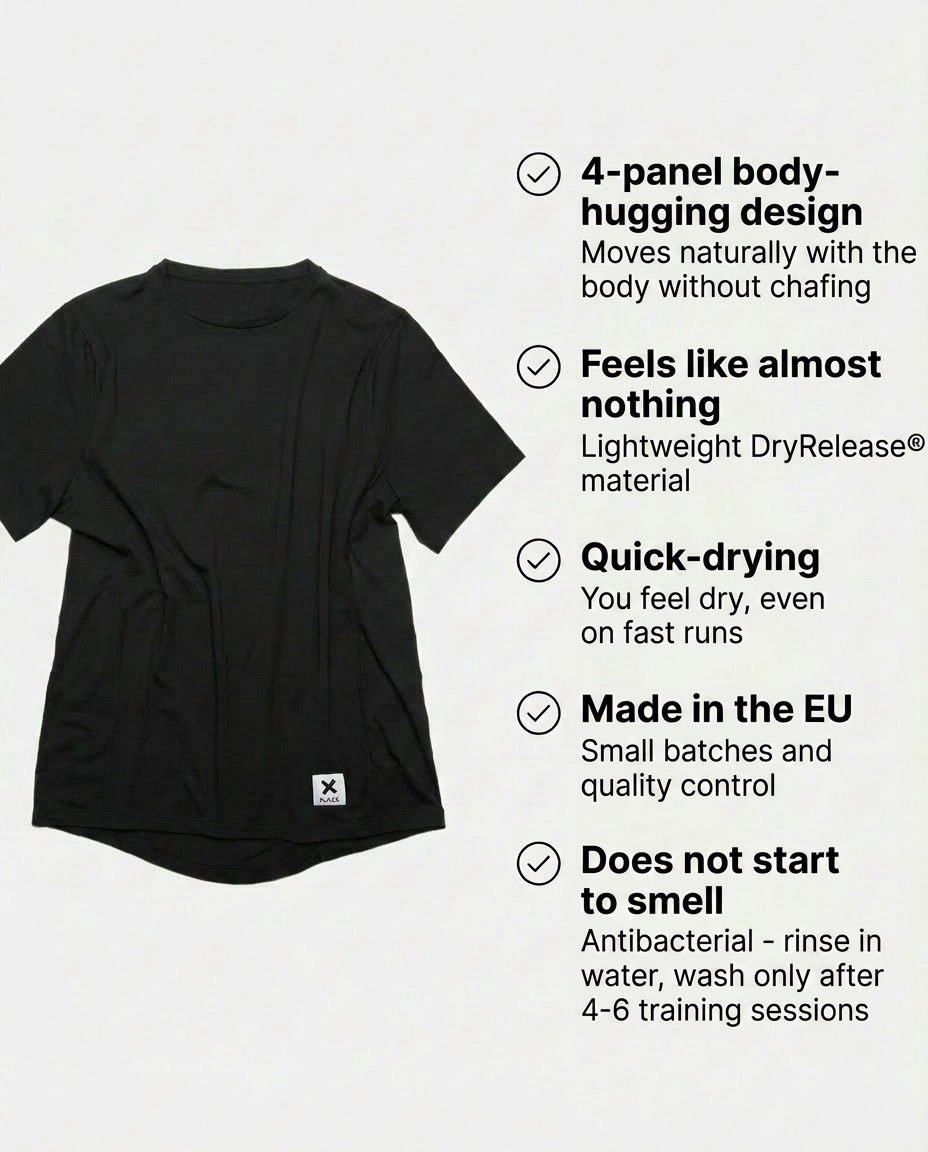 4-Panel Running T-shirt, Sort